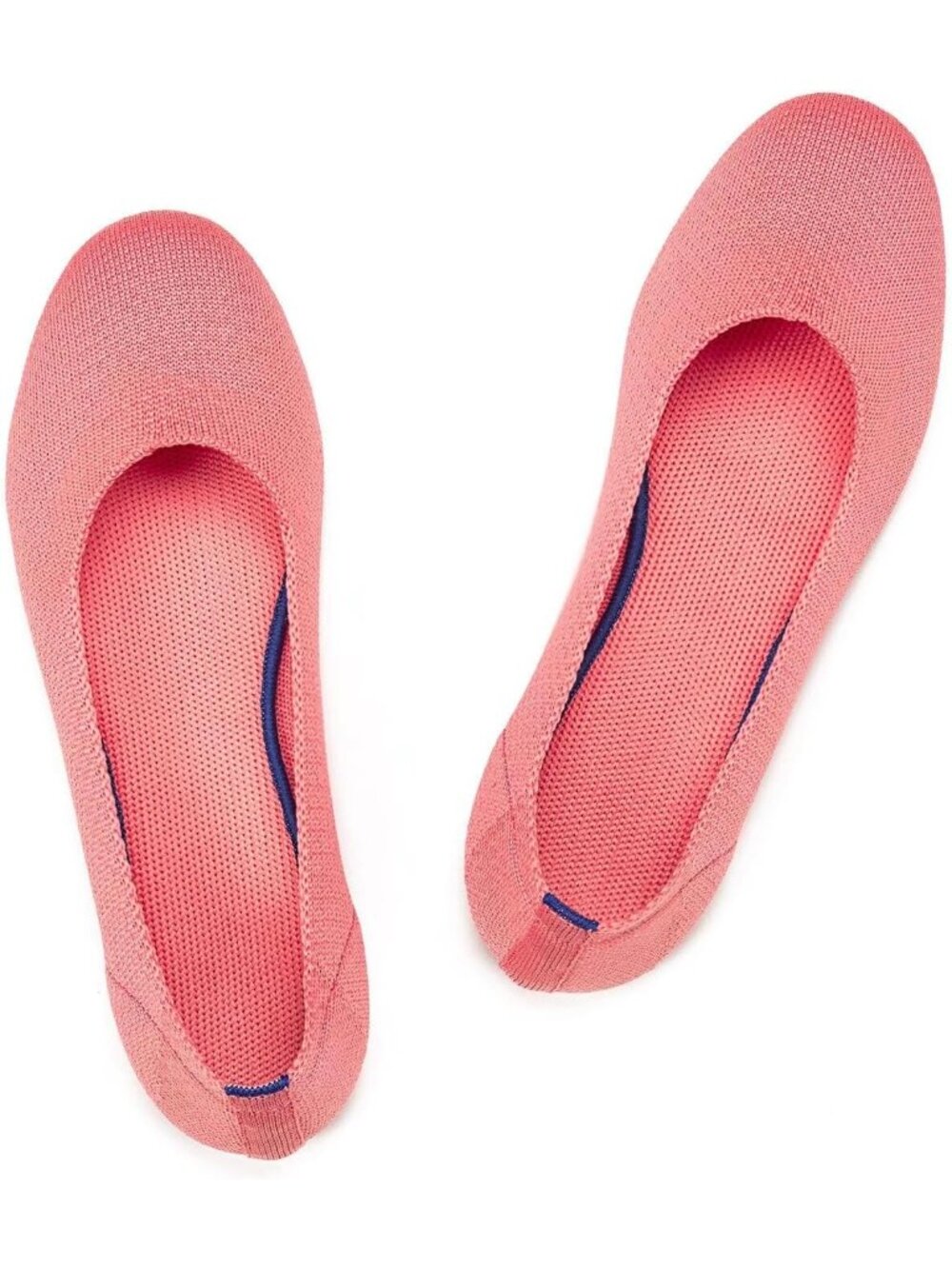 Womens Pink Knit Ballet Flat Shoes Knit Shoes Round Toe Slip On Ballerina Flats